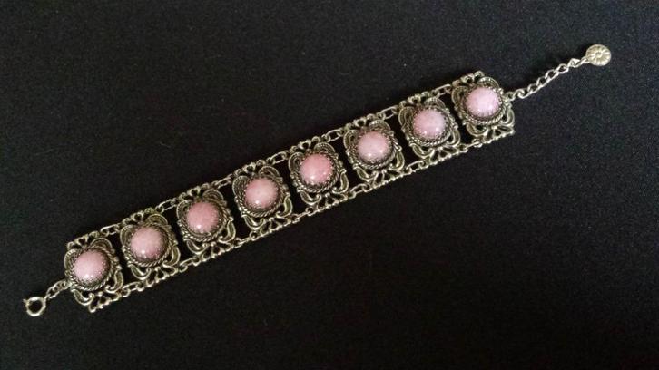 Tiroler Trachtenschmuck ARMBAND ~ Glas CABUCHON Pink, Antiek en Kunst, Curiosa en Brocante, Ophalen of Verzenden