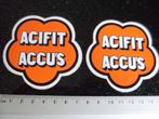 2x sticker acifit accu's logo, Verzenden, Zo goed als nieuw, Merk