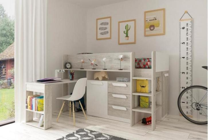 Yolo Trasman halfhoogslaper met bureau en veel kastruimte, Kinderen en Baby's, Kinderkamer | Stapelbedden en Hoogslapers, Zo goed als nieuw