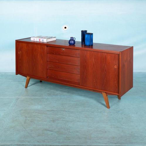 Compleet gerenoveerd 60s dressoir teak l midmod sideboard, Huis en Inrichting, Kasten | Dressoirs, Zo goed als nieuw, Met lade(s)