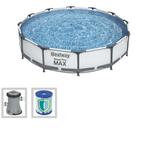 Bestway Steel Pro Max 366x76 cm + filterpomp, Ophalen, Minder dan 80 cm, Rond, 300 cm of meer