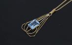 Topaas Art Deco 14 karaats gouden ketting hanger antiek, Ophalen of Verzenden, Goud, Hanger, Met edelsteen