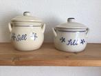 Set van 2 Zweedse aardewerken potjes. Voorraadpot., Huis en Inrichting, Keuken | Servies, Ophalen of Verzenden, Zo goed als nieuw