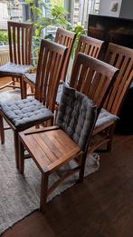 6 teakhouten eetkamerstoelen, Huis en Inrichting, Stoelen, Ophalen, Gebruikt, Bruin