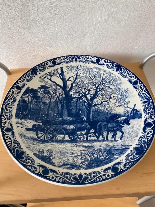 Delfts blauw borden groot 2 stuks boeren tafereel, Antiek en Kunst, Antiek | Wandborden en Tegels, Ophalen of Verzenden