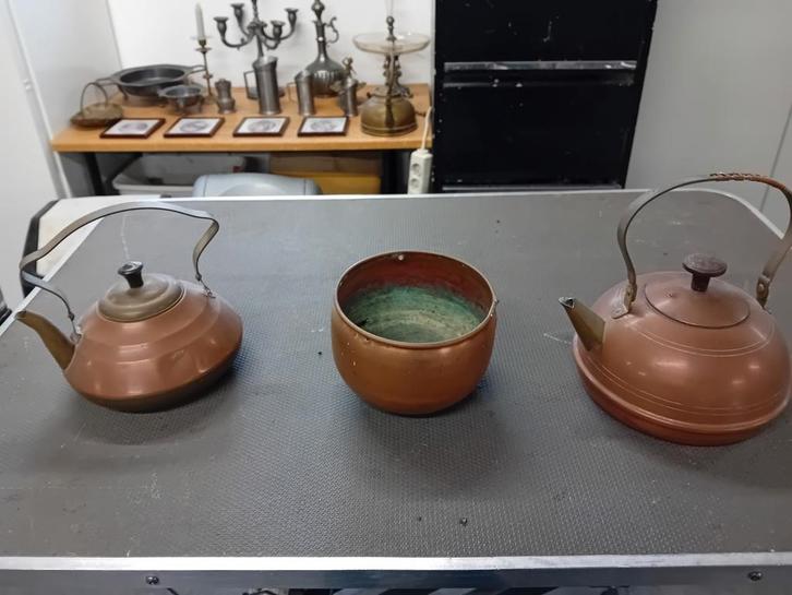 Koperen Keteltjes & Bloempotje, Antiek en Kunst, Antiek | Koper en Brons, Koper, Ophalen