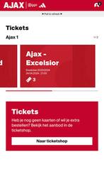 3 tickets fside Ajax - Excelsior 24 april zuid 1, April, Seizoenskaart, Drie personen of meer