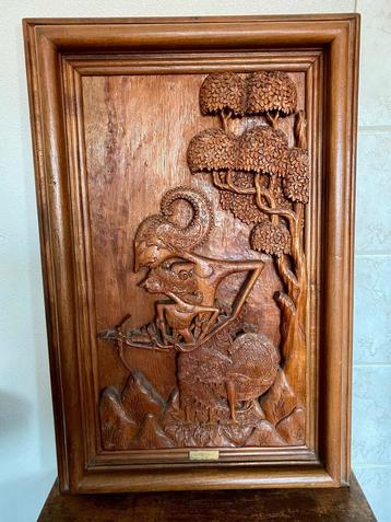 Indonesisch paneel met wayang voorstelling beschikbaar voor biedingen