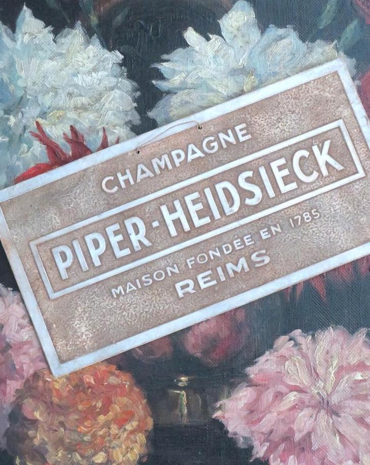 Oud reclamebord Champagne “Piper-Heidsieck”, Antiek en Kunst, Antiek | Servies los, Ophalen of Verzenden