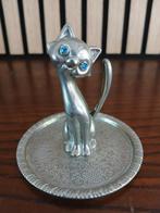 Vintage poes ringhouder zinc alloy zilver, Antiek en Kunst, Ophalen of Verzenden, Zilver