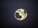 Broche - Art Nouveau - Dame met hoed, Overige materialen, Gebruikt, Ophalen of Verzenden, Zilver