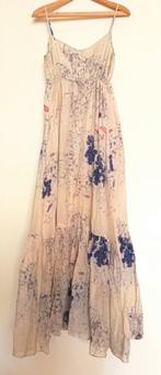 Ecru maxijurk bloemen/vlinders, Noa Noa, S., Beige, Zo goed als nieuw, Maat 36 (S), Onder de knie