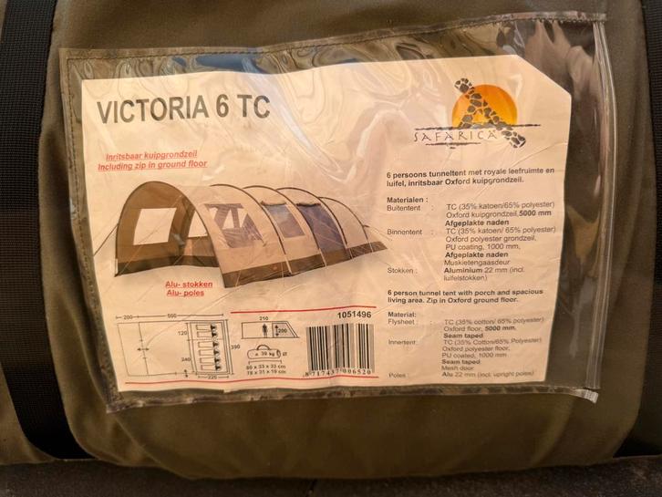 Safarica tunneltent 6 persoons (victoria 6tc), Caravans en Kamperen, Tenten, tot en met 6, Zo goed als nieuw, Ophalen