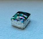 Vintage sterling zilveren pillendoosje met abalone - mexico, Ophalen of Verzenden, Zilver