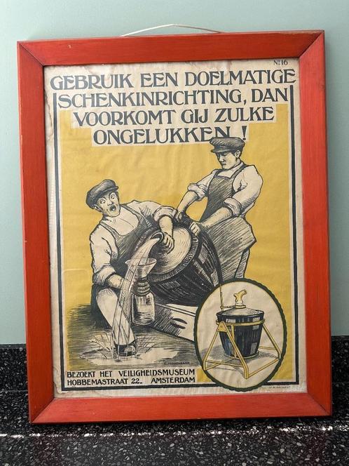 Stokoude originele VEILIGHEIDSMUSEUM Amsterdam poster No: 16, Verzamelen, Merken en Reclamevoorwerpen, Gebruikt, Reclamebord, Ophalen of Verzenden