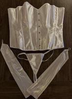 Corset + stringetje + handschoenen en witte kousen maat XL, Ophalen of Verzenden, Wit, Body of Korset