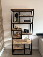 Stoere Wandkast Mangohout & Staal - 180x80x40, Ophalen, Met plank(en), Gebruikt, 50 tot 100 cm