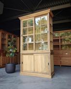 Hoge eikenhouten vitrinekast | Buffetkast #2029, 100 tot 150 cm, 200 cm of meer, Ophalen of Verzenden, Teakhout