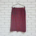 Vintage Rok Maat S Rood Groen Blauw Ruit Handmade Midi Wol, Verzenden, Zo goed als nieuw, Maat 36 (S), V