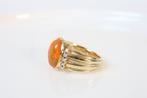 14 Karaat Gouden Ring Met Oranje Opaal, Ophalen of Verzenden, Zo goed als nieuw, 17 tot 18, Met edelsteen