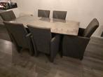 Eettafel betonlook met 6 eetstoelen, Huis en Inrichting, Tafels | Eettafels, Ophalen, 200 cm of meer, 50 tot 100 cm, Zo goed als nieuw