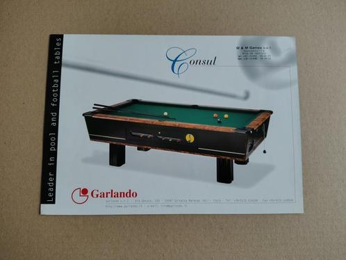 Flyer: Biljart/ Pool Tafel Garlando Consul, Verzamelen, Automaten | Overige, Gebruikt, Verzenden