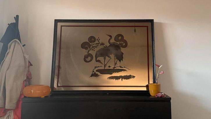 Kraan vogel lichtbak, Antiek en Kunst, Kunst | Schilderijen | Abstract, Ophalen