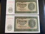 2 x 50 mark UNC 1948 opeenvolgende nummers, Postzegels en Munten, Bankbiljetten | Europa | Niet-Eurobiljetten, Ophalen of Verzenden