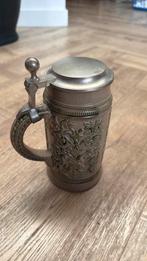 Duitse bierpul met tinnen deksel – DBGM – vintage bierkruik, Ophalen of Verzenden