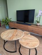 Mango Houten Salontafel Set van 3, Huis en Inrichting, Tafels | Salontafels, Ophalen, 50 tot 100 cm, Rond, 50 tot 100 cm