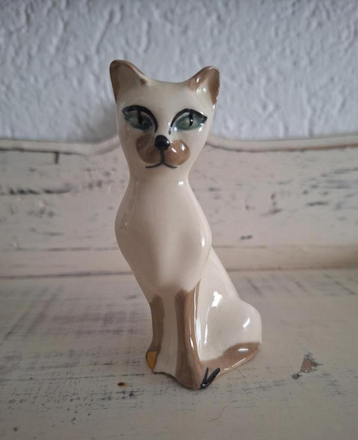 Vintage siamees siamese kat poes beeldje, Verzamelen, Beelden en Beeldjes, Gebruikt, Dier, Ophalen of Verzenden