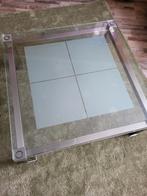 Mooie glazen salontafel met rvs, Huis en Inrichting, Tafels | Eettafels, Ophalen, Rechthoekig, 50 tot 100 cm