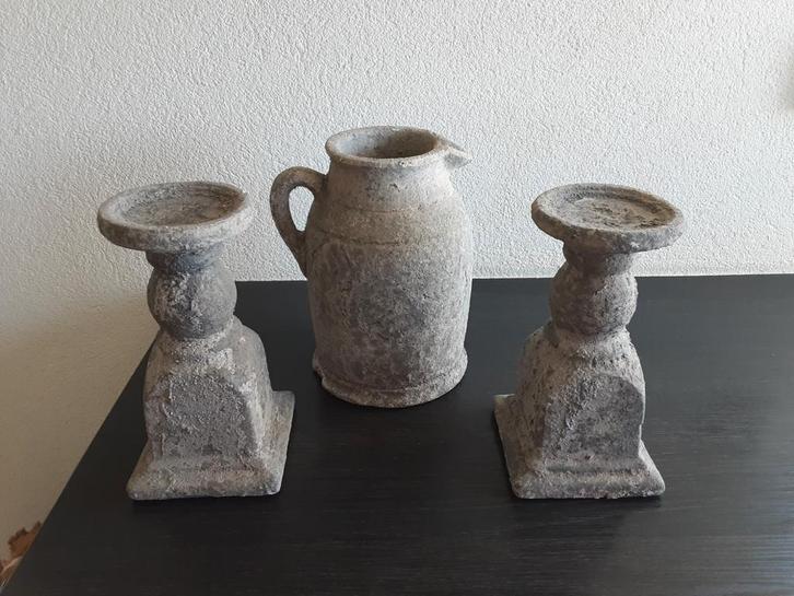 Aardewerk Kruik met Kandelaars, Huis en Inrichting, Woonaccessoires | Overige, Zo goed als nieuw, Ophalen of Verzenden