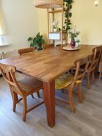 Grote houten eettafel 8 personen, Ophalen, 100 tot 150 cm, 200 cm of meer, Zo goed als nieuw