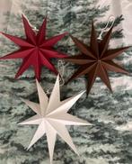 Partij Set 3 kerststerren retro papieren ster rood wit bruin, Diversen, Kerst, Ophalen of Verzenden, Nieuw