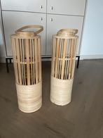 2 Grote Windlichten, Ophalen, 25 tot 50 cm, Beige, Zo goed als nieuw