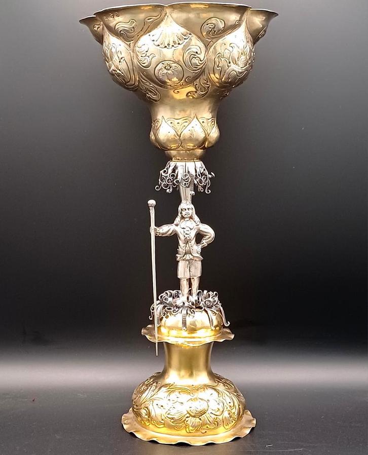 Duitse 19de eeuwse akeleipokal - Zilver/goud, Antiek en Kunst, Antiek | Goud en Zilver, Ophalen of Verzenden