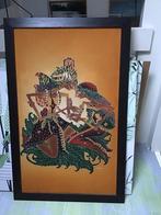 Echte batak doek uit Indonesie met houten lijst., Ophalen, 50 tot 75 cm, Schilderij, 75 cm of meer