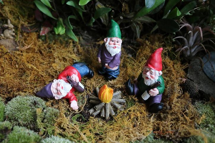 Set Van 3 Tuinkabouters / Tuin Kabouter Gnome Beeld Poppetje, Tuin en Terras, Tuinbeelden, Nieuw, Tuinkabouter, Verzenden
