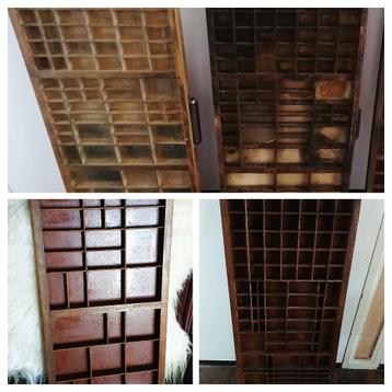 Oude letterbakken 4 stuks met en zonder handvaten beschikbaar voor biedingen