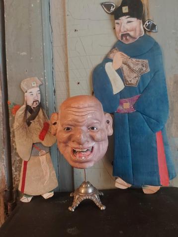 Antiek Papier-mache masker miniatuur Noh masker  beschikbaar voor biedingen