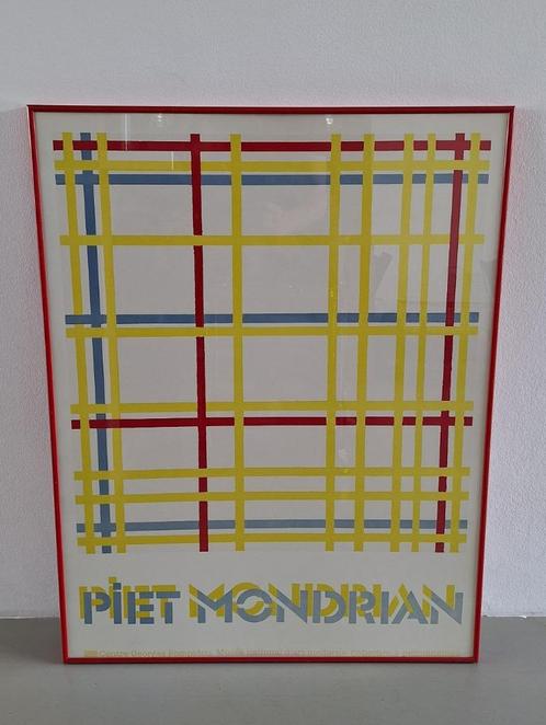 vintage Piet Mondriaan litho expositie poster kunst-druk, Antiek en Kunst, Kunst | Litho's en Zeefdrukken, Ophalen