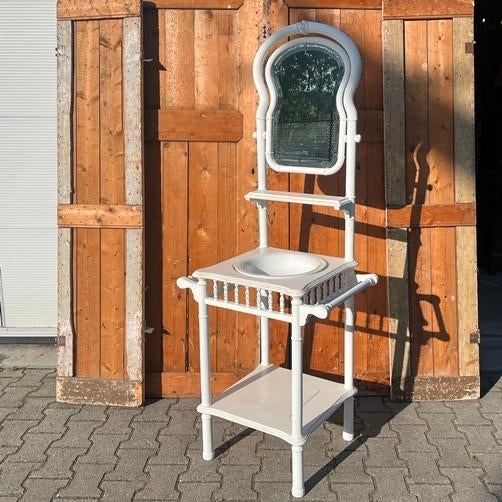 Toilettafel badtafel lampet wit met spiegel 167 cm hoog, Ophalen