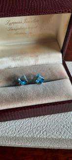 Vintage oorbellen  zilver,Swarovski kristal., Met kristal, Blauw, Ophalen of Verzenden, Zo goed als nieuw