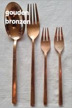 Gouden bronzen bestek vorken lepels, Huis en Inrichting, Ophalen of Verzenden, Gebruikt, Rvs of Chroom