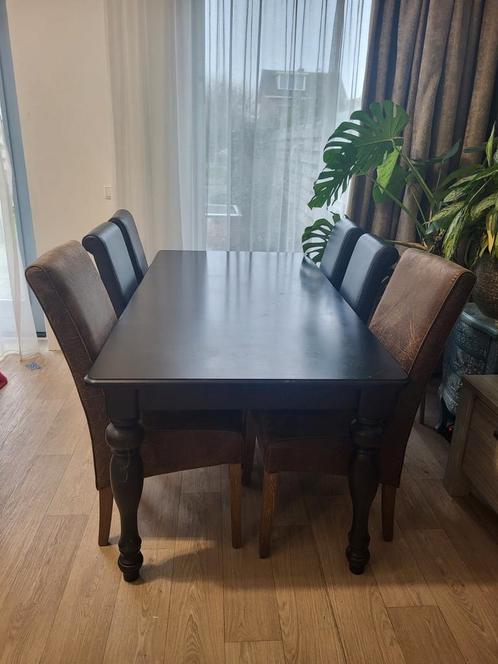 Eetkamertafel 180x90x75cm zwart, onderstel demontabel, Huis en Inrichting, Complete eetkamers, Zo goed als nieuw, Ophalen