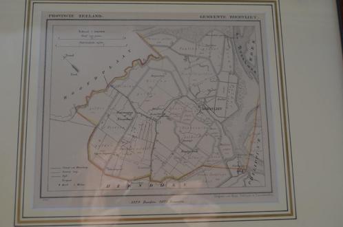 Fraaie Litho 1868 Gemeente Biervliet Zee - Vla., Antiek en Kunst, Kunst | Litho's en Zeefdrukken, Ophalen of Verzenden