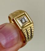 Gouden Rolex stijl ring met een natuurlijke diamant! 19,75mm, 19 tot 20, Heer, Ophalen of Verzenden, Met edelsteen