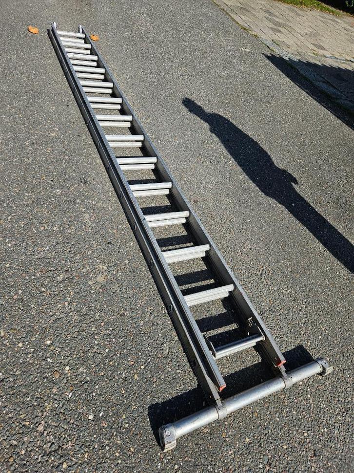 Aluminium ladder 2x14 treden met extra toprollen, Doe-het-zelf en Verbouw, Ladders en Trappen, Gebruikt, Ladder, 4 meter of meer