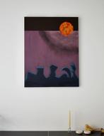Abstract Schilderij - City under the Red Moon, Ophalen of Verzenden